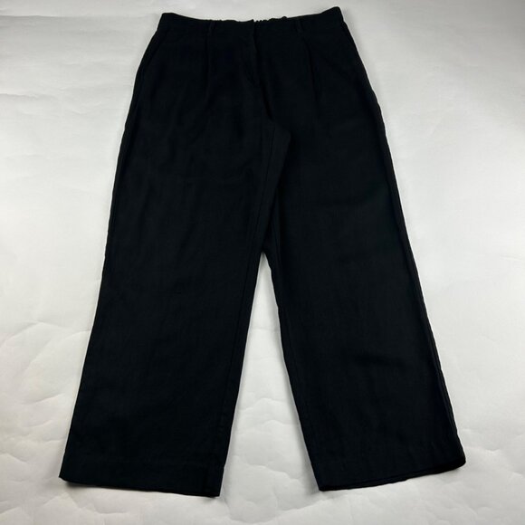 Old Navy Black Linen Blend Taylor High Rise Wide Leg Summer Trouser Pant L - Picture 1 of 7